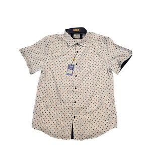 Suslo Couture Mens 3XL Slim Fit Short Sleeve Button Down Shirt White  NWT
